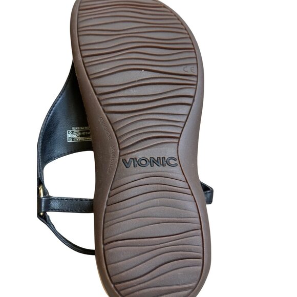 Vionic Womens Kirra Black Leather Thong Sandal Slingback Adjustable Strap Sz 7.5 - Picture 5 of 10